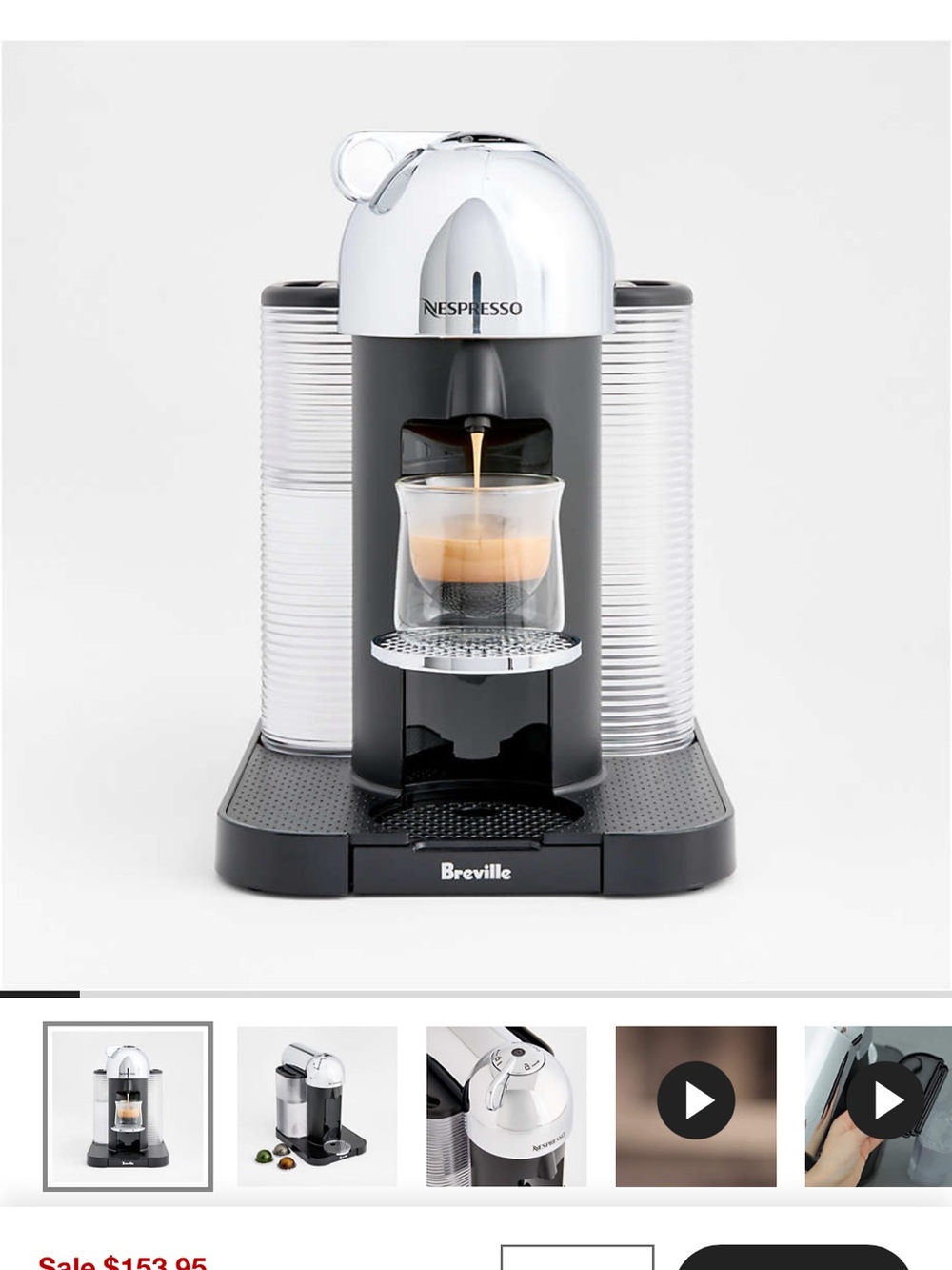 Nespresso Capsule Espresso Machine in Chrome and Black